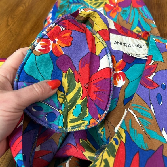 Andrea Gayle Tropical Floral Vintage Dress Size 10 Vintage 80s/90s Floral Dress - Picture 9 of 14